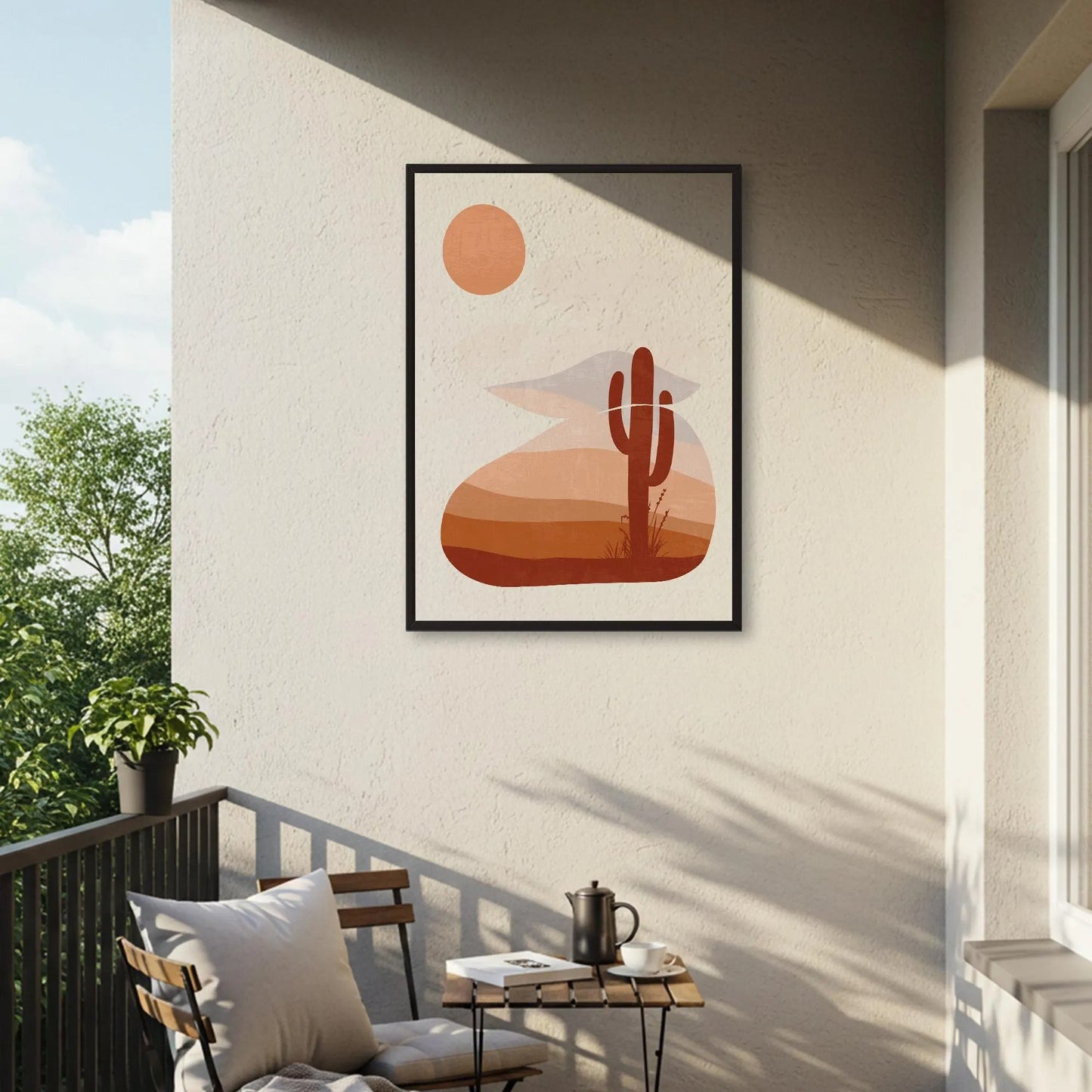 Abstract Desert Cactus Canvas Wall Art, Modern Southwest Decor