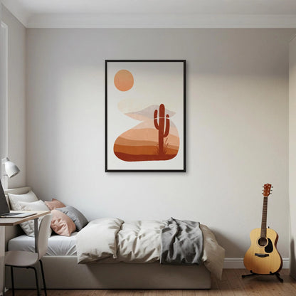 Abstract Desert Cactus Canvas Wall Art, Modern Southwest Decor