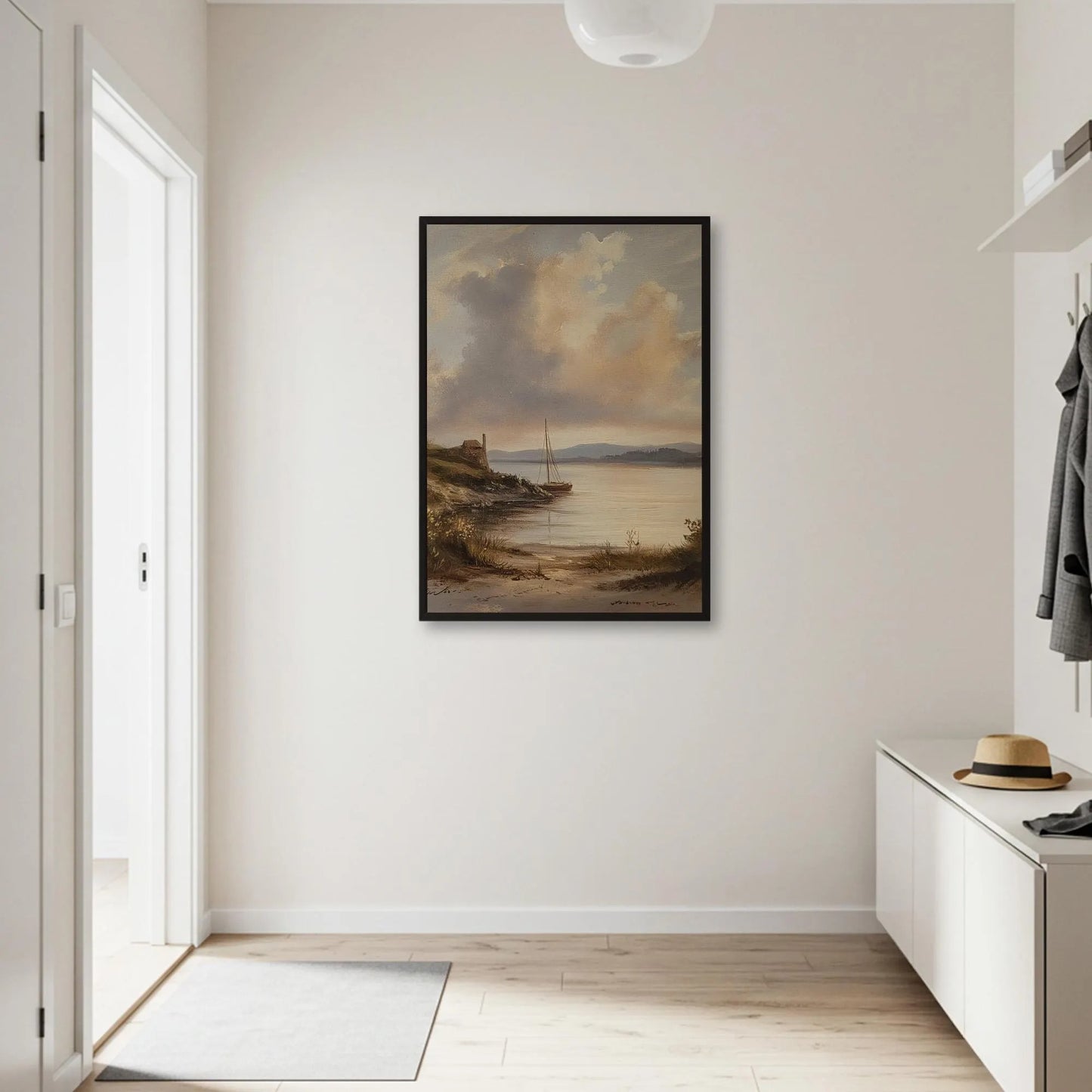 Vintage Coastal Sailboat Canvas Wall Art, Nautical Seascape Print
