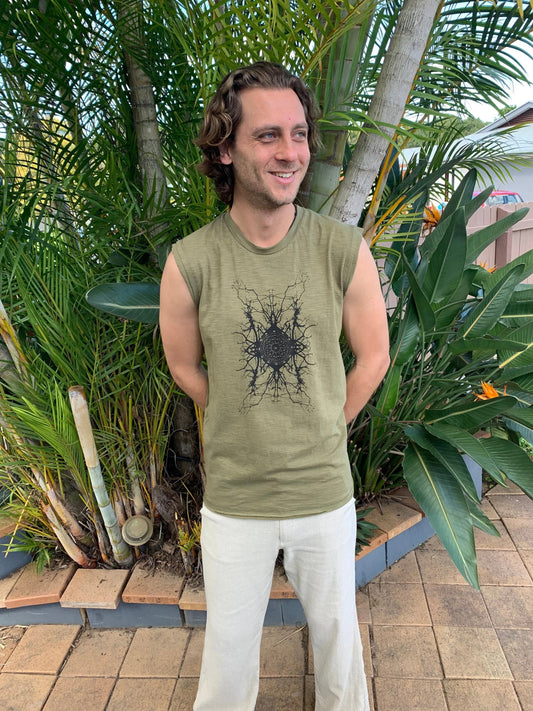 Men’s Psychedelic Singlet, Boho Geometric Tank Top