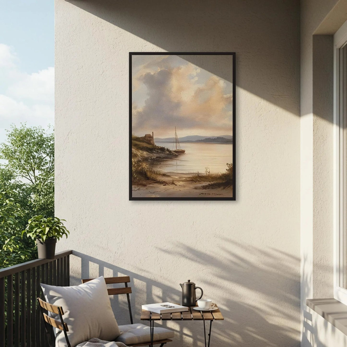 Vintage Coastal Sailboat Canvas Wall Art, Nautical Seascape Print