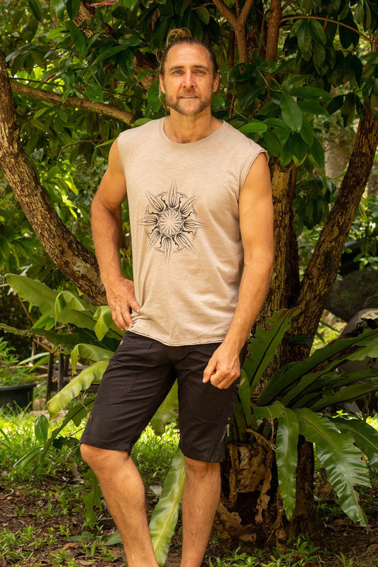 Men’s Sacred Geometry Singlet, Psychedelic Summer Tank Top