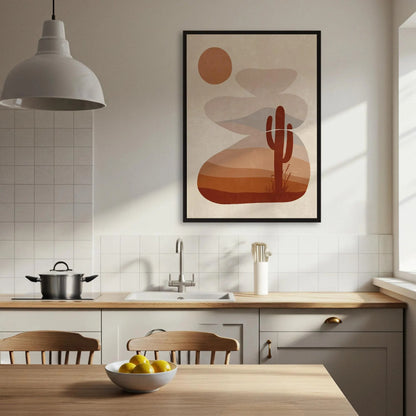 Abstract Desert Cactus Canvas Wall Art, Modern Southwest Decor